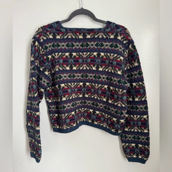 Vintage ll Bean Rare Grandpa Y2K 90s Button Up Cotton Sweater M - Picture 4 of 4